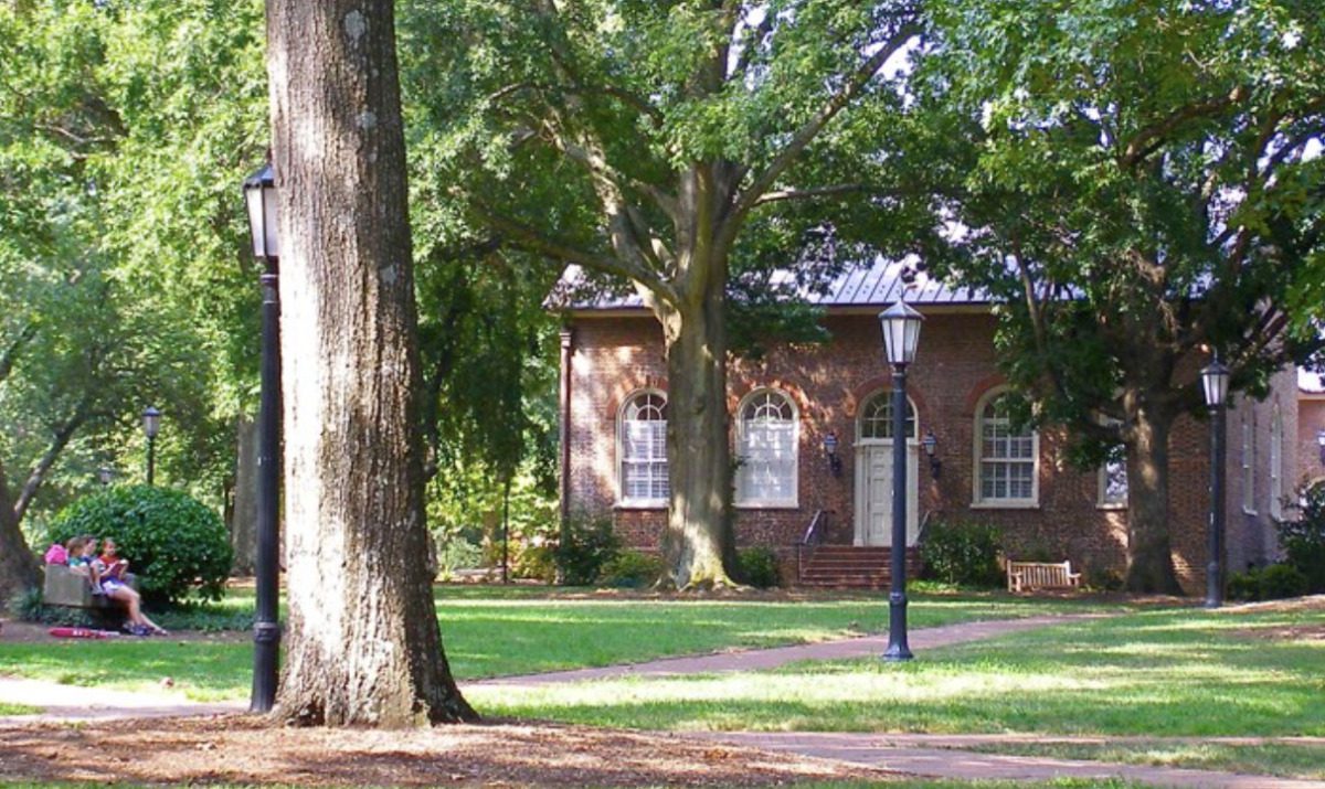 Person Hall on the University of North Carolina campus in Chapel Hill during the summer.